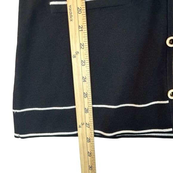 Tesori Sweater Jacket Blazer Cardigan Womens Sz L Black White Trim Button Up NOS - Picture 6 of 16